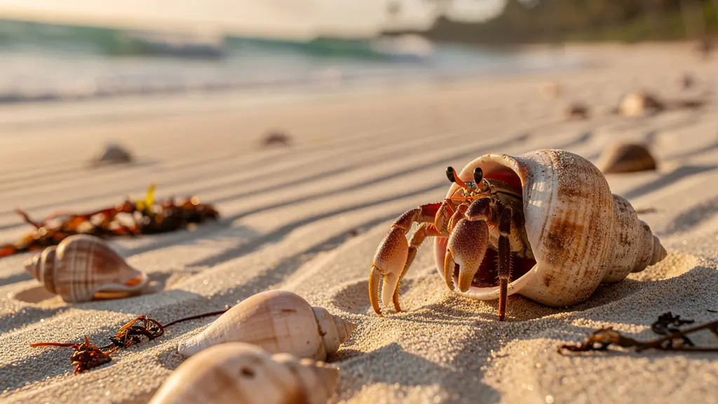 Bernard-l'hermite utilisant un coquillage comme habitat sur plage dominicaine