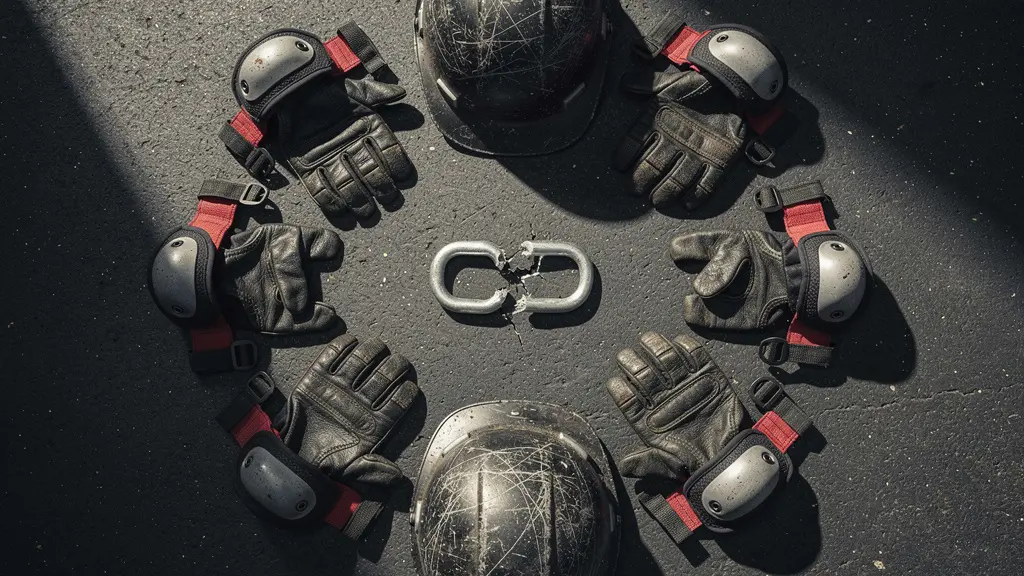 Équipements de sécurité pour sports mécaniques disposés de manière artistique